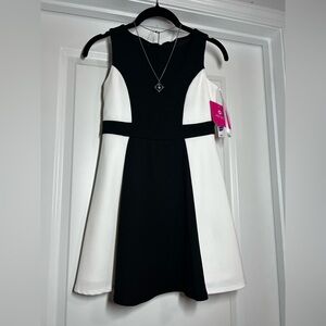 Amy Byer NWT Black and White Sleeveless Dress w/ Necklace